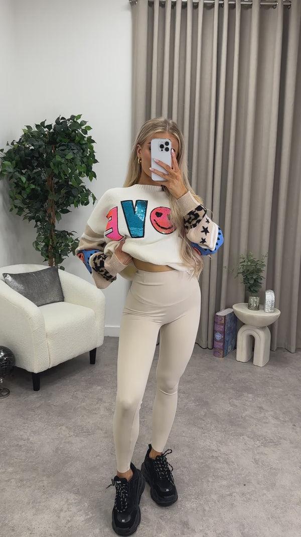 Lasula Brooklyn Beige Energy High Waisted Seamless Sculpting Gym Leggings