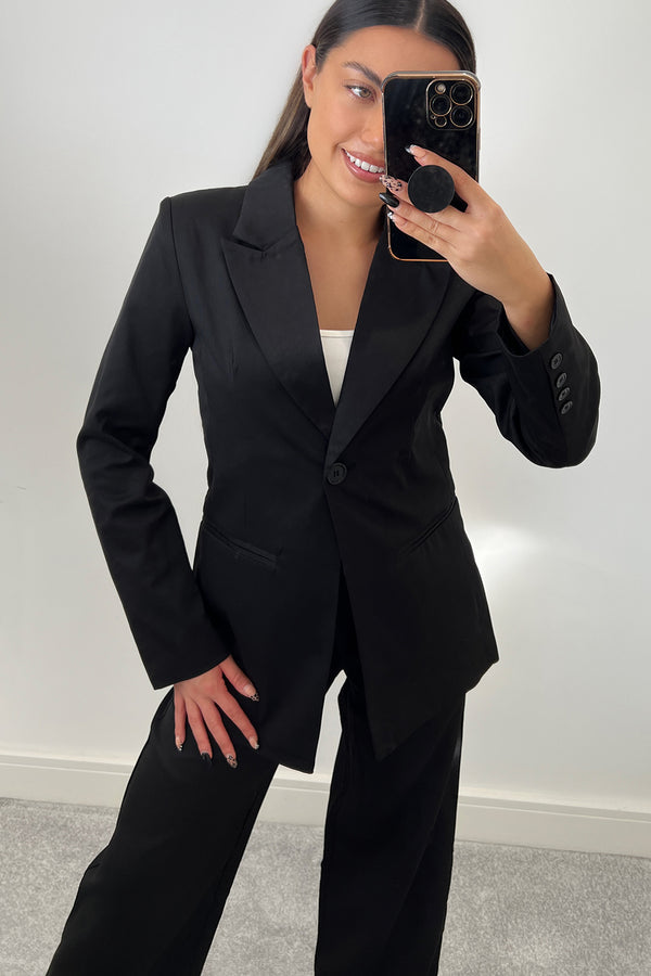 Lasula Cyndi Black High Waisted Wide Leg Tailored Trousers