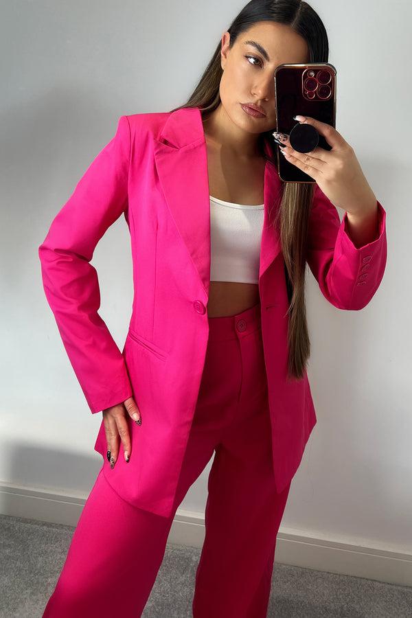 Lasula Cyndi Pink High Waisted Wide Leg Tailored Trousers