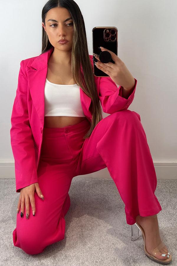 Lasula Cyndi Pink High Waisted Wide Leg Tailored Trousers