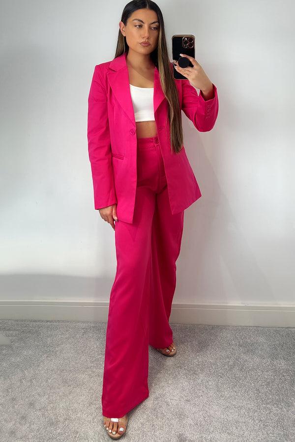 lasula Cyndi Pink High Waisted Wide Leg Tailored Trousers