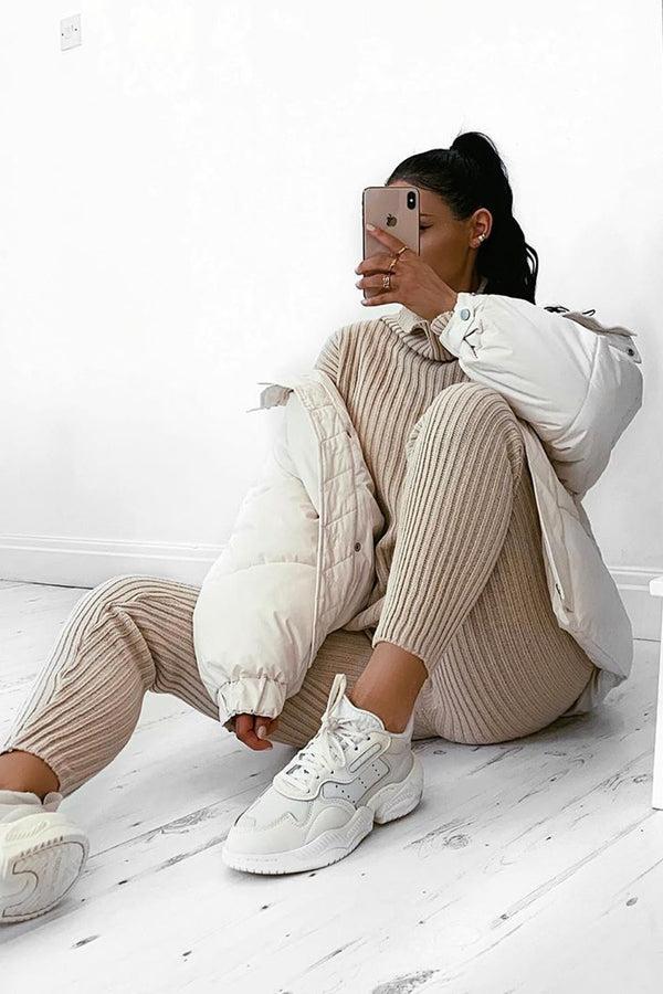 Lasula Juniper Stone Oversized Roll Neck Knitted Co-Ord