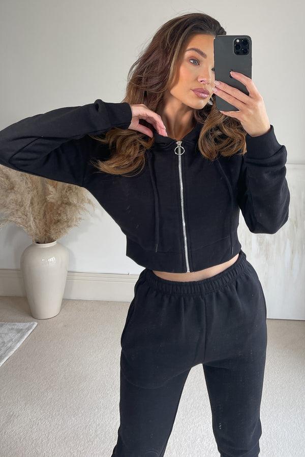 Lasula Kayti Black Zip Hoodie And Joggers Loungewear Set