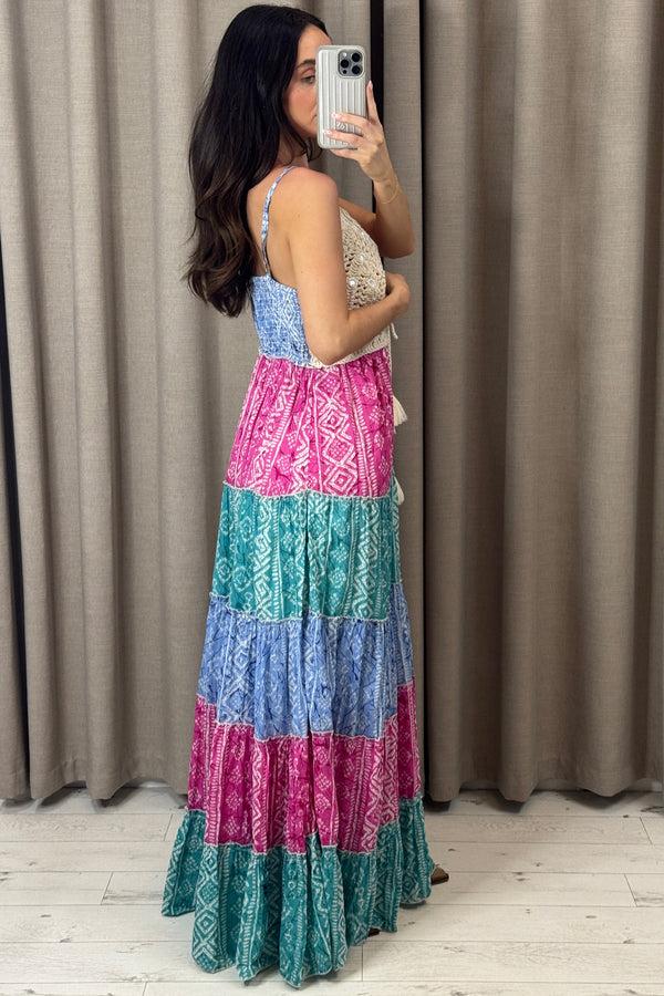 Lasula Kolbie Multi Crochet Tiered Tassel Maxi Dress