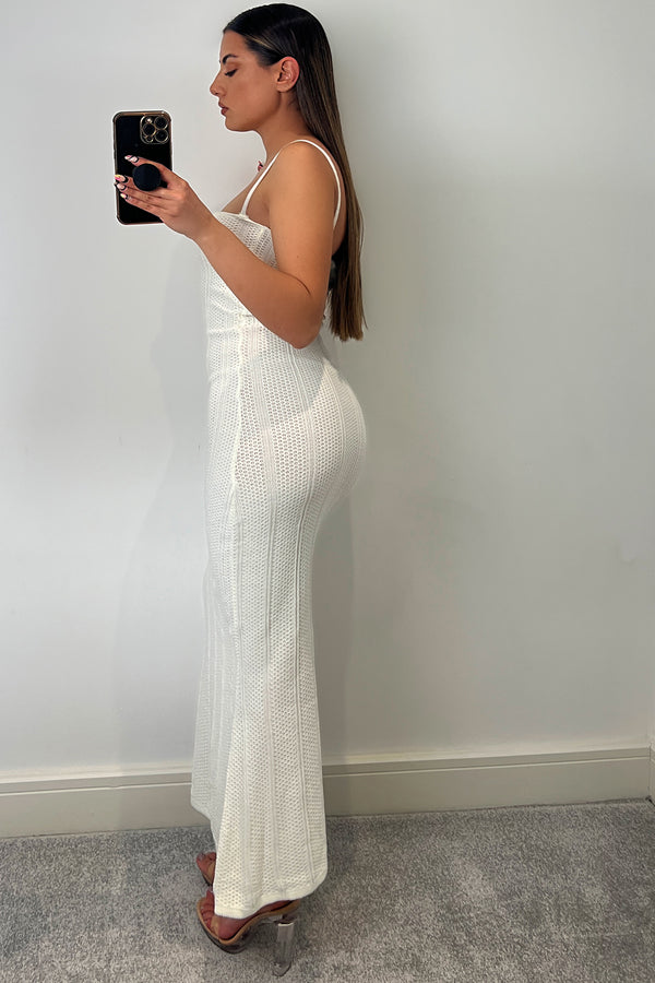 Lasula Arabelle Cream Knitted Maxi Dress