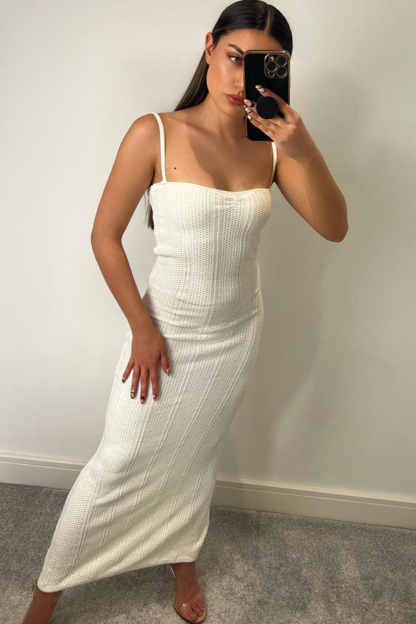 Lasula Arabelle Cream Knitted Maxi Dress