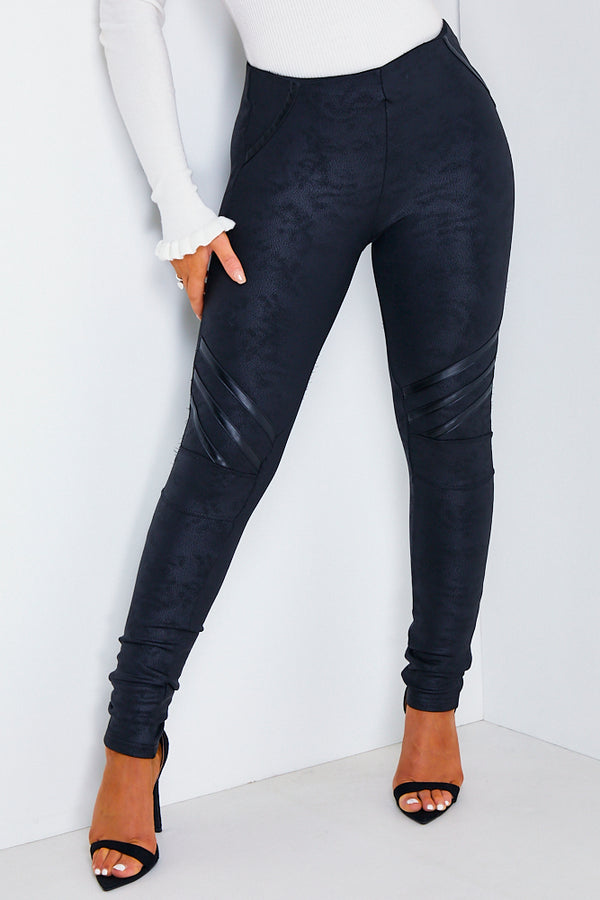 lasula Black High Waisted Biker Leggings