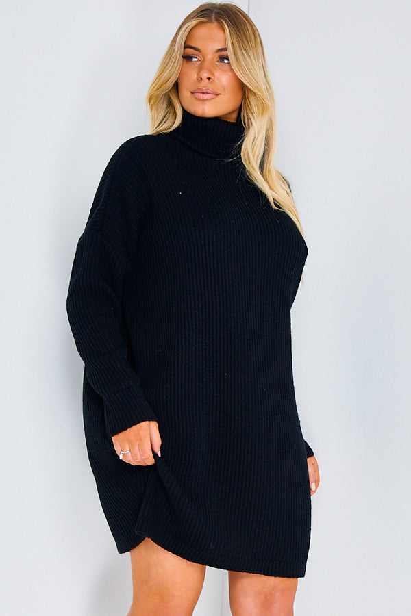 Lasula Black Roll Neck Jumper Dress