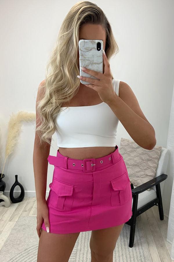 Lasula Carina Pink Belted High Waisted Cargo Skort