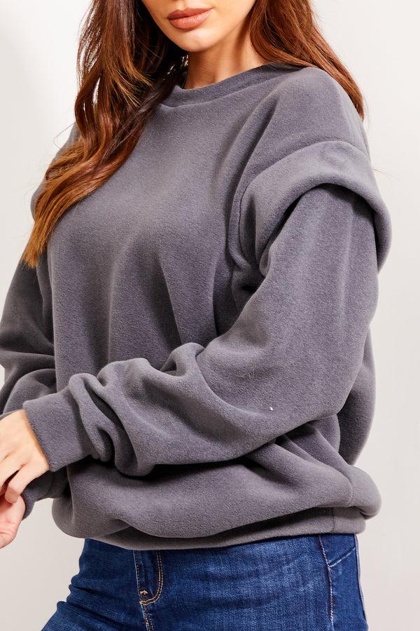 Lasula Dakota Charcoal Fleece Oversized Sweatshirt