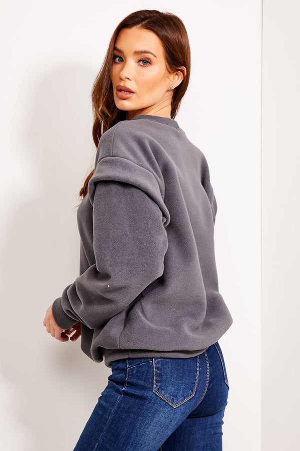 Lasula Dakota Charcoal Fleece Oversized Sweatshirt