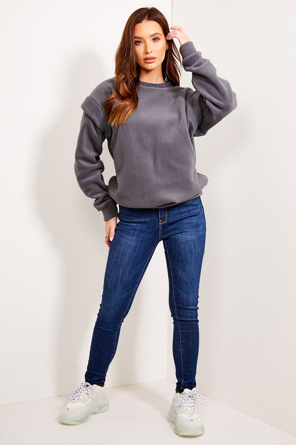 Lasula Dakota Charcoal Fleece Oversized Sweatshirt