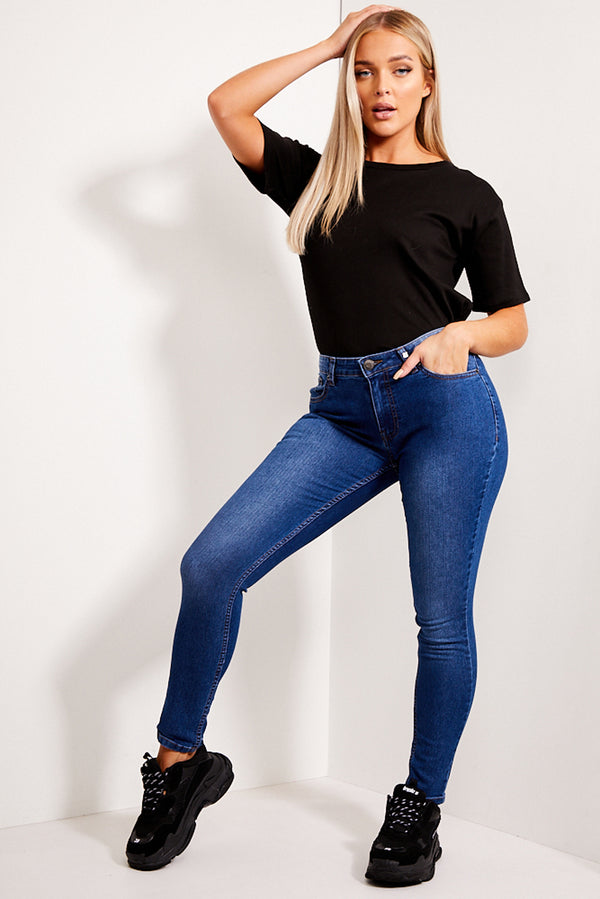 Lasula Dark Blue High Waisted Skinny Jeans