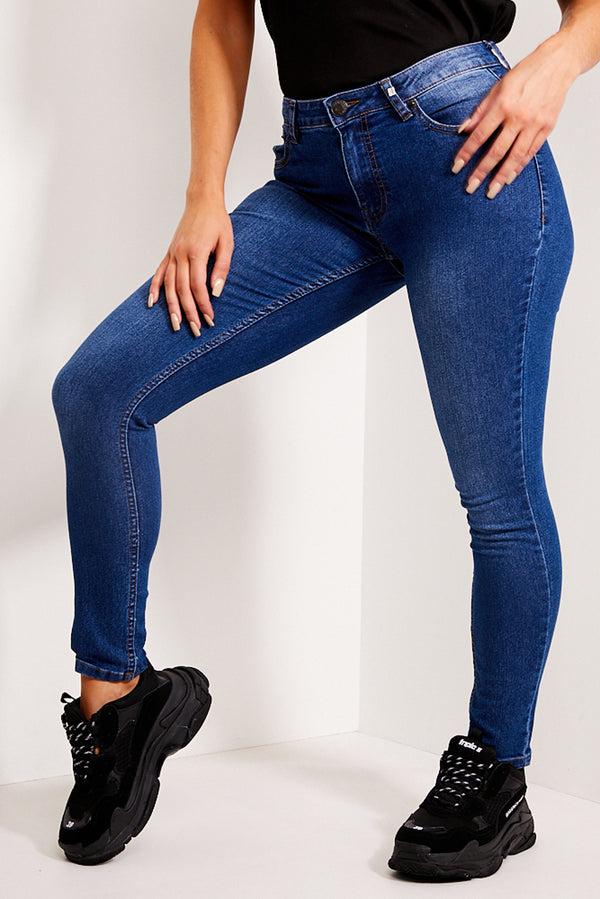 lasula Dark Blue High Waisted Skinny Jeans