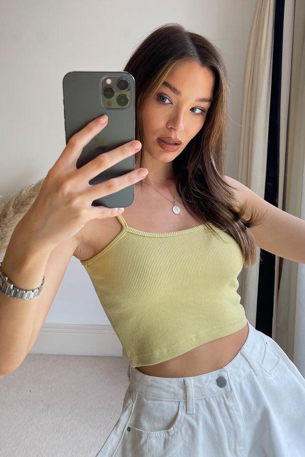 lasula Gabriella Lemon Ribbed Vest Crop Top