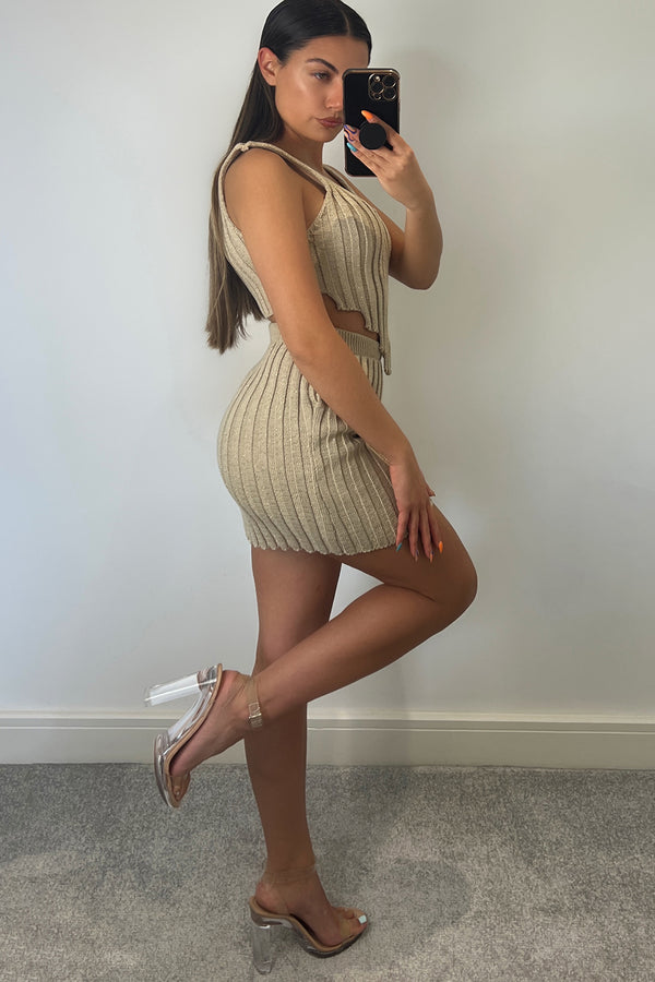 Lasula Imogen Gold Lurex Knit Mini Skirt