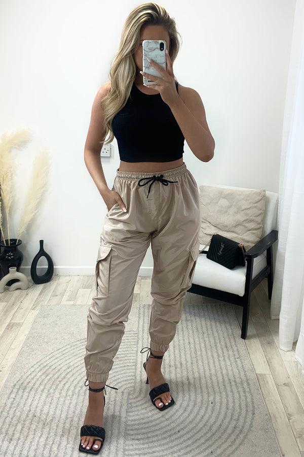 Lasula Roxy Beige Shell Pocket Cargo Trousers