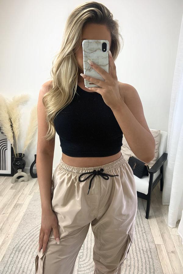 Lasula Roxy Beige Shell Pocket Cargo Trousers