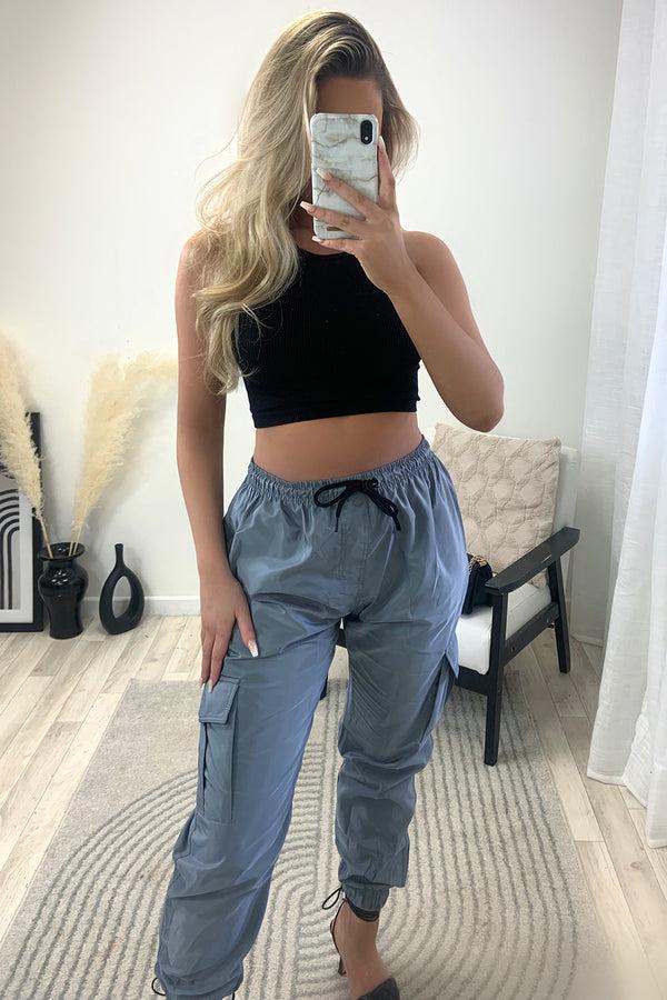 Lasula Roxy Grey Shell Pocket Cargo Trousers