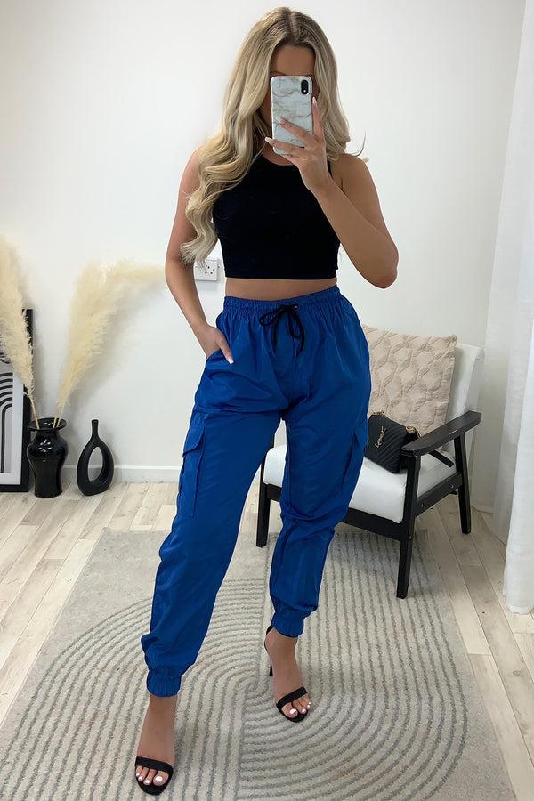Lasula Roxy Royal Blue Shell Pocket Cargo Trousers
