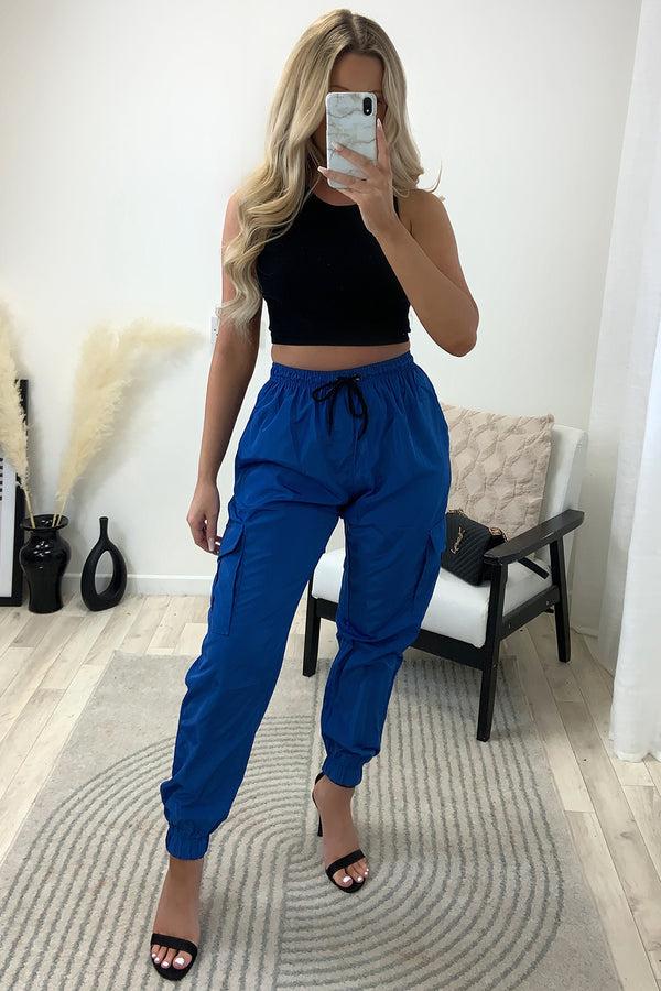 Lasula Roxy Royal Blue Shell Pocket Cargo Trousers