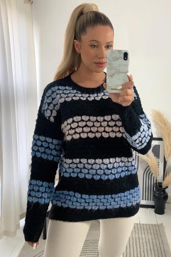 Lasula Tayla Black Tie Dye Heart Knitted Jumper