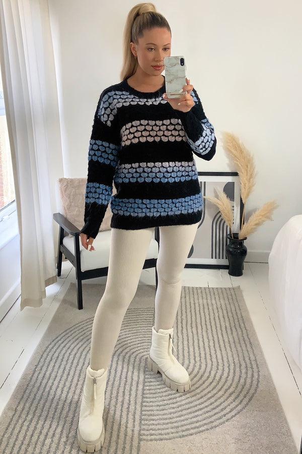 Lasula Tayla Black Tie Dye Heart Knitted Jumper