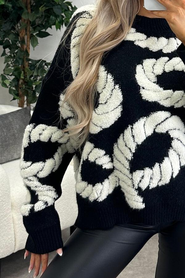 Lasula Vicky Black Rope Knit Jumper