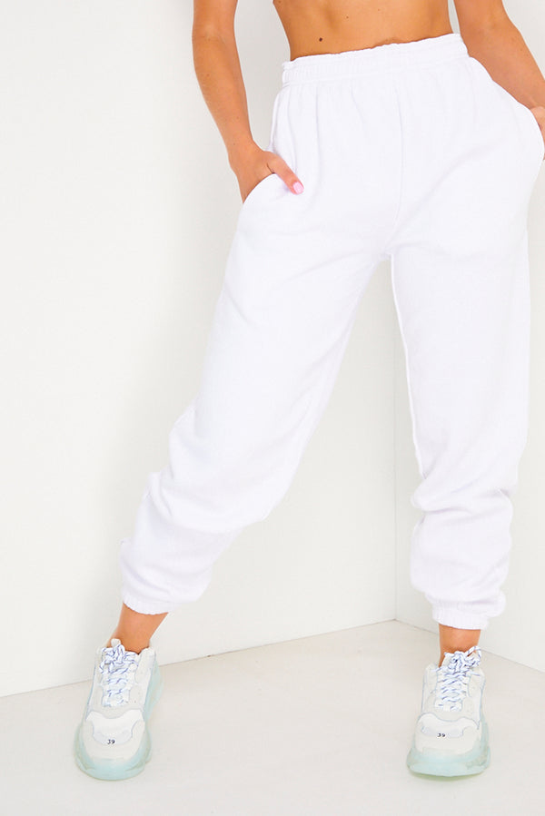 Lasula White Oversized Casual Joggers