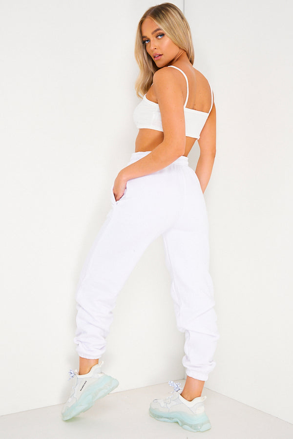 Lasula White Oversized Casual Joggers