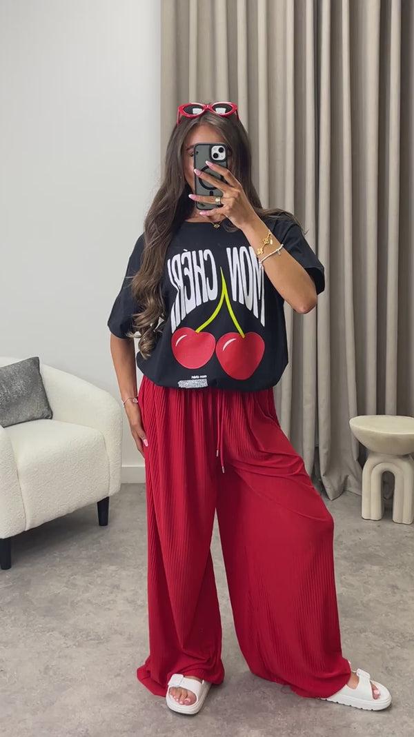 Lasula Melea Black Mon Cheri Slogan Graphic Print T-Shirt