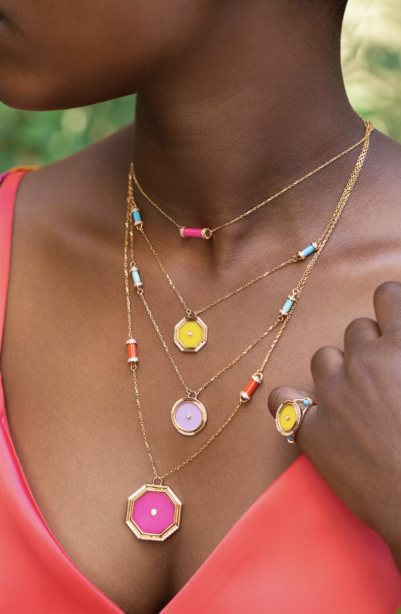 L'atelier Nawbar Neon Hexagon Amulet Necklace