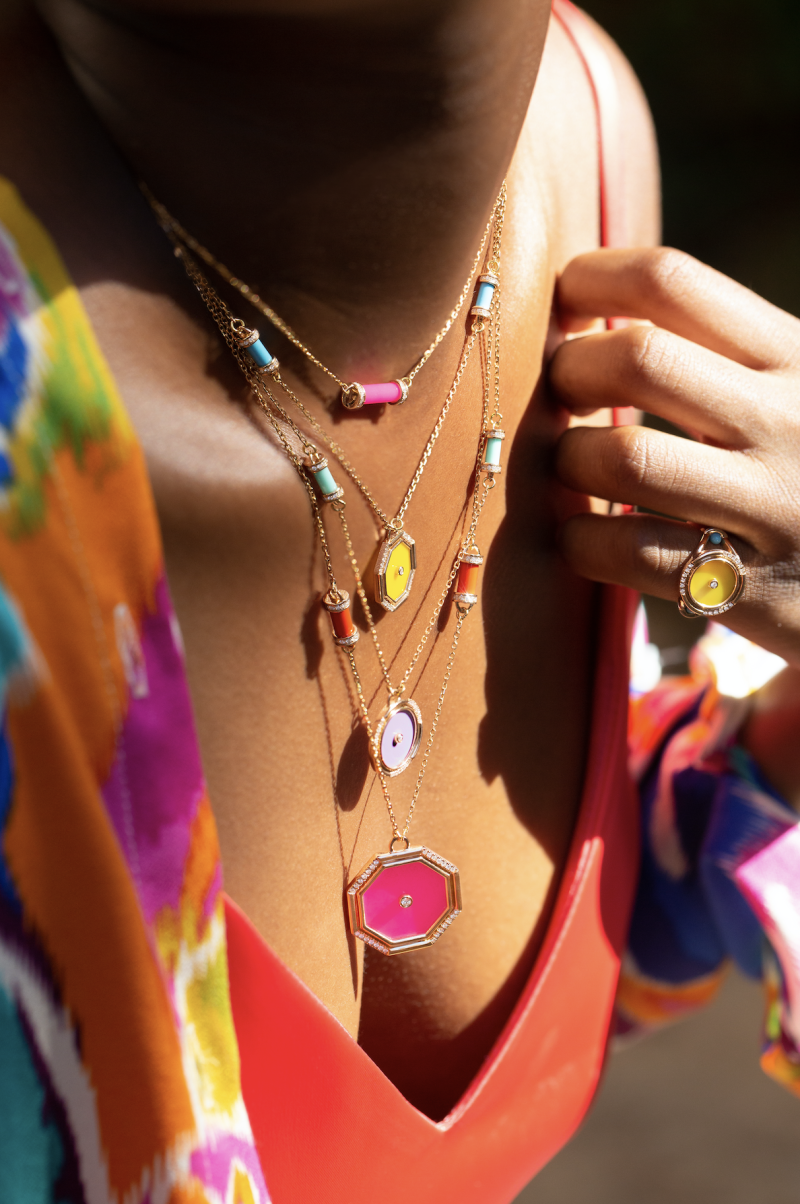 l'atelier nawbar Neon Hexagon Amulet Necklace