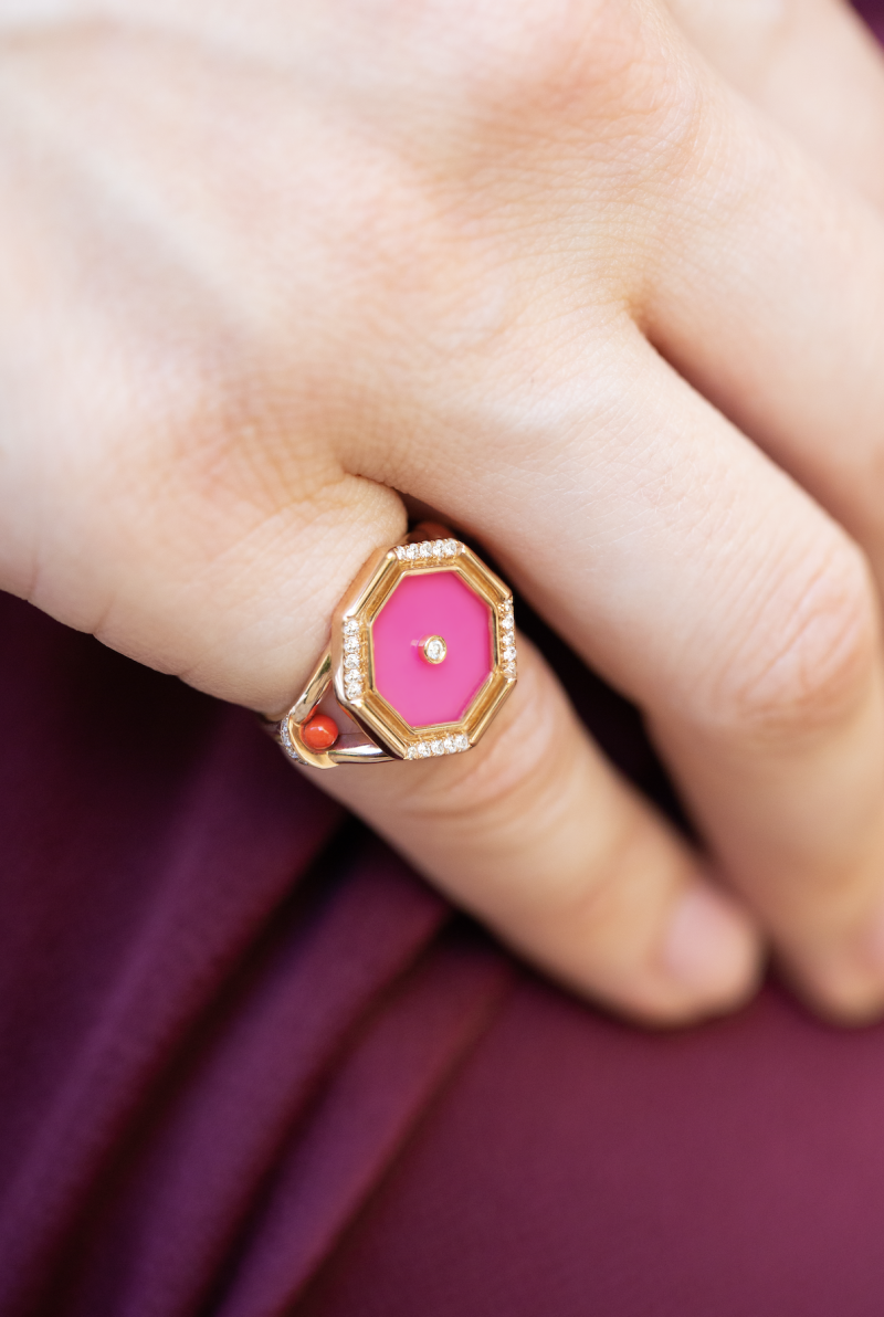 l'atelier nawbar Neon Hexagon Cabochon Pinky