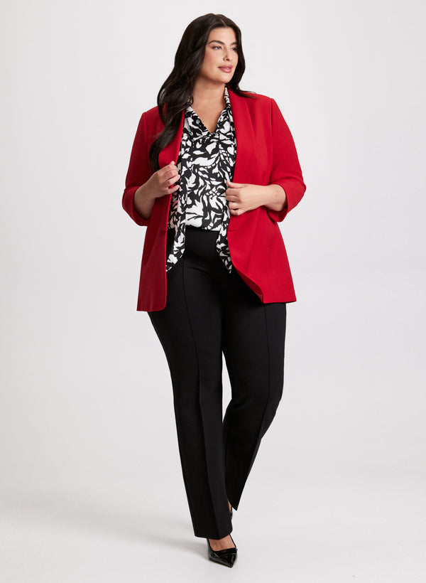 laura Abstract Print V-Neck Blouse & Straight Leg Pants