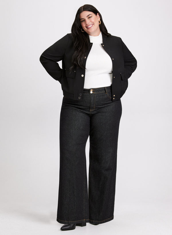 laura Button-Down Bomber Jacket & Olivia Wide-Leg Pants