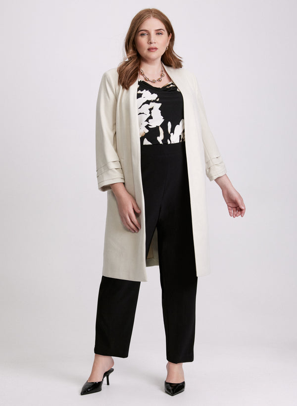 laura Collarless Duster Jacket & Sofia Straight-Leg Pants