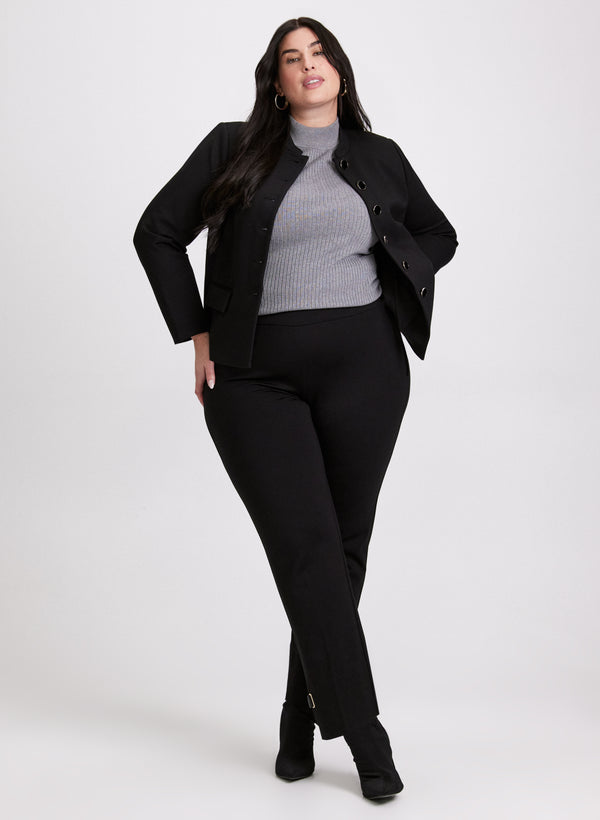 laura Crew Neck Button-Down Jacket & Sophia Slim-Leg Pants