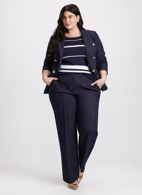 laura Decorative Flap Denim Blazer & Olivia Pull-On Denim Pants