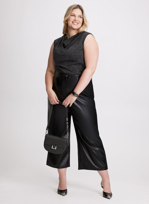 laura Funnel Neck Sleeveless Sweater & Vegan Leather Pants