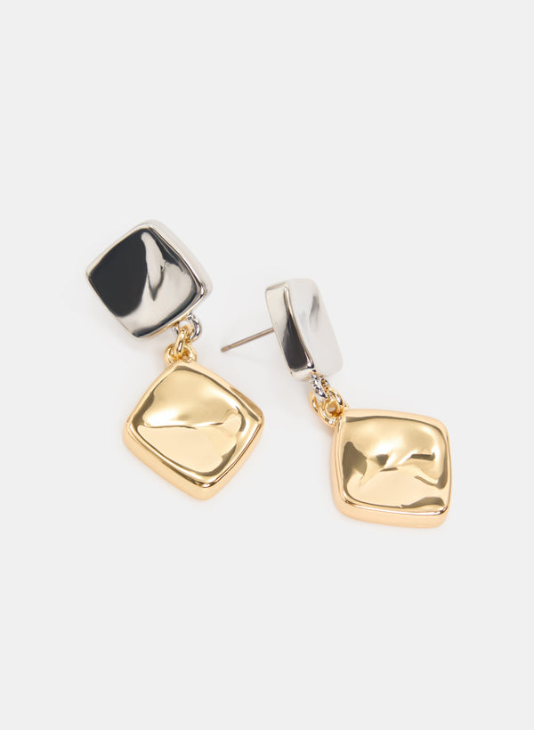 Laura 2-Tone Square Drop Earrings