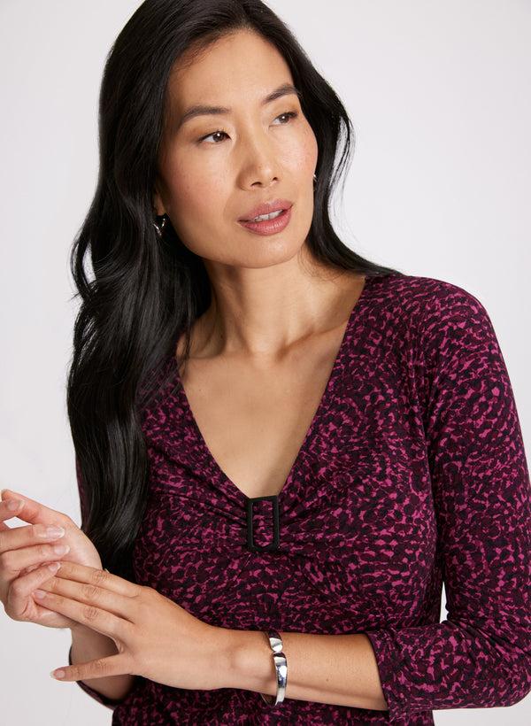 Laura Abstract Buckle Embellished Top