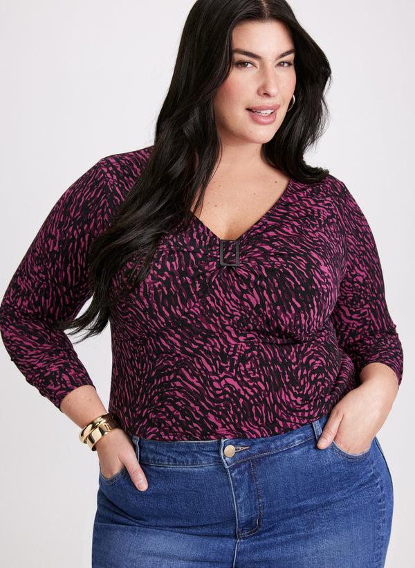 laura Abstract Buckle Embellished Top