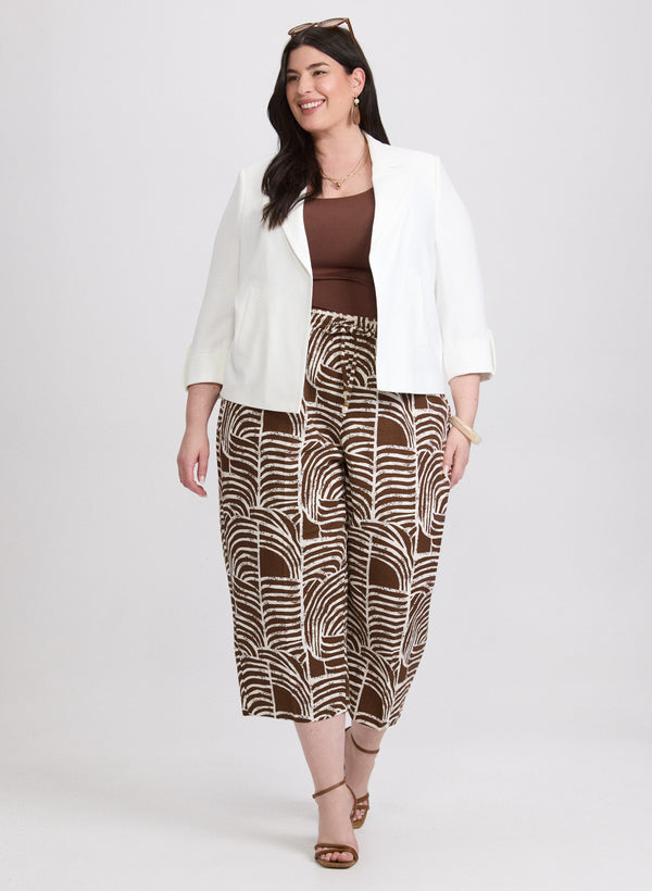 Laura Abstract Linen-Blend Capris