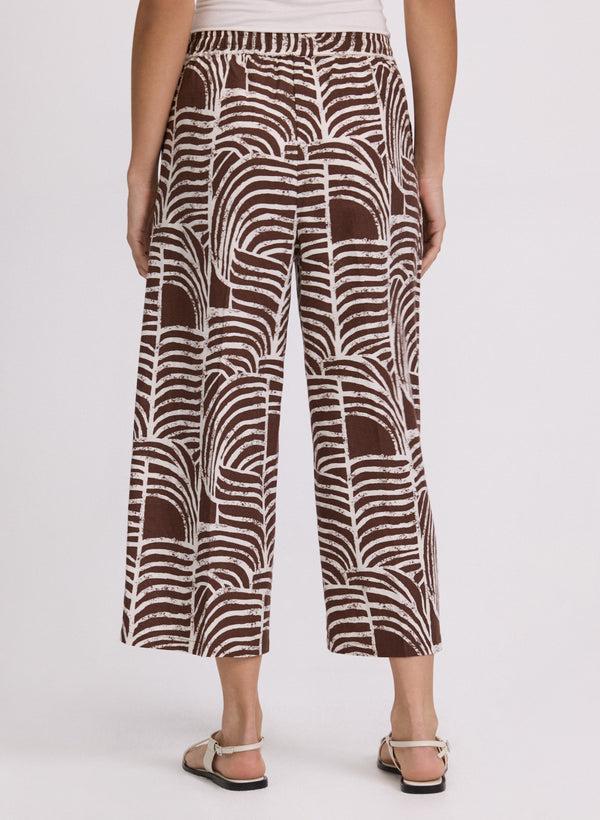 Laura Abstract Linen-Blend Capris