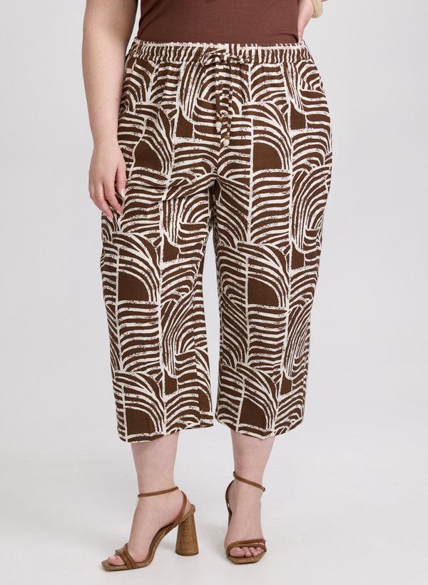 laura Abstract Linen-Blend Capris