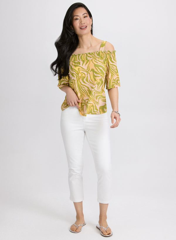 Laura Abstract Off-Shoulder Top