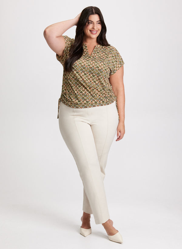 laura Abstract Print Top & City Fit Slim Leg Pants