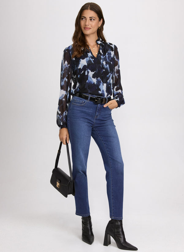Laura Abstract Wave Print Blouse