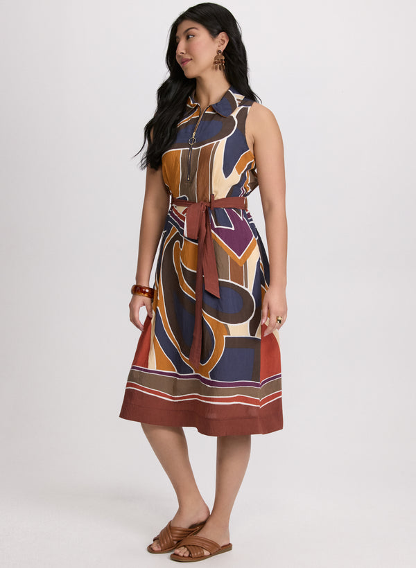 Laura Abstract Zip-Front Dress